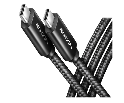 Kabel AXAGON BUCM2-CM20AB Kabel USB-C - USB-C, 2.0m 5A charging, ALU, 240W PD, oplot, USB2.0, czarny